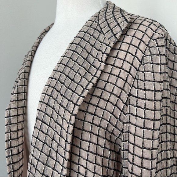 NWT Vintage Deadstock Ellen Tracy Wool Linen Silk Blazer Quiet Luxury Grid Print - Picture 3 of 6